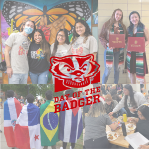 MOntage of CLS students with Day of the Badger Logo